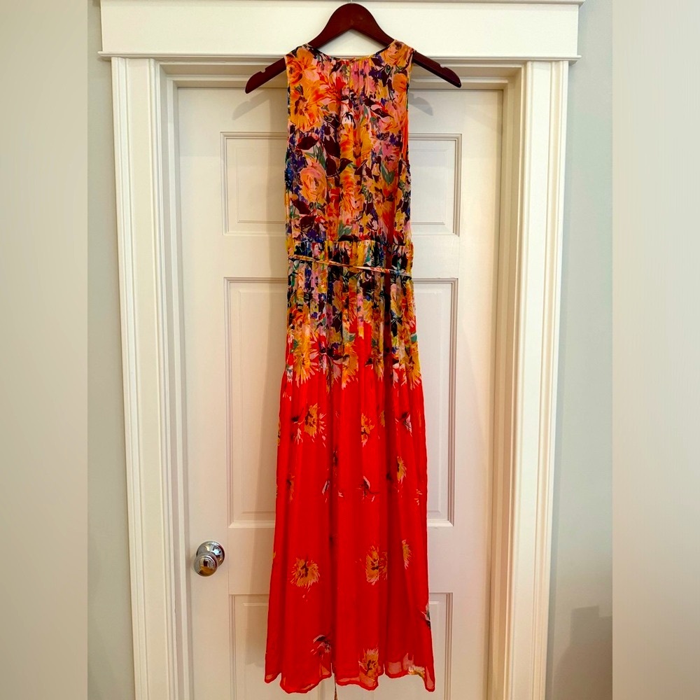 LK Bennett orange maxi dress US8